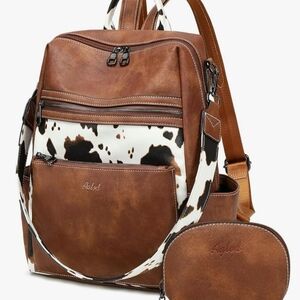 Brown and White Women's Backpack